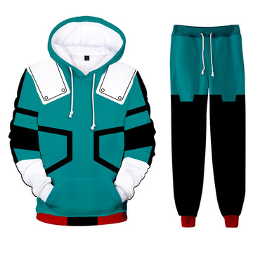 Anime My Hero Academia Midoriya Izuku Conjunto de pantalones Sudadera con Capucha Estampada Unisex.
